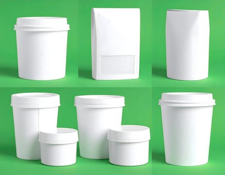 Blank White Packaging Mockups on Green