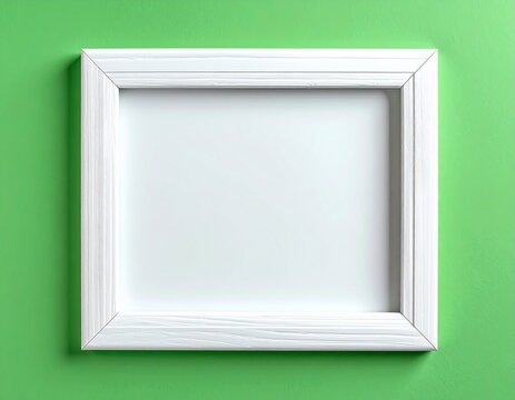 Blank White Picture Frame on Vibrant Green Wall