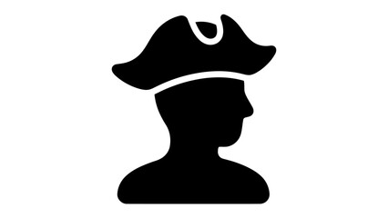 Pirate Silhouette: A stark black silhouette of a pirate, complete with a tricorn hat, stands as a symbol of adventure and maritime exploration. © abidakhatun