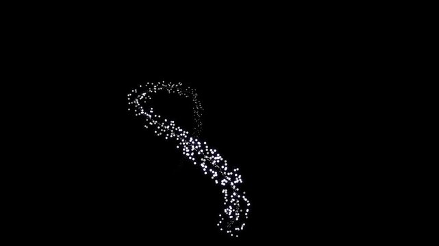 Sparkling magic glitter ball particle effect with twinkling fairy dust, white shimmering bokeh lights, curved glitter trail, radiant starburst motion, premium overlay on black background in 4k video