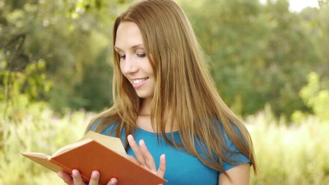 portrait beautiful woman reading book