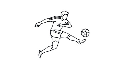Fototapeta premium Soccer Player Kicking Ball Outline Vector