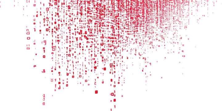 Abstract falling red binary code matrix style digital data information technology background concept vector illustration.