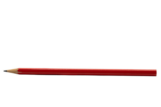 Crayon de papier rouge sur fond blanc, utile pour illustrer l'&eacute;criture, l'&eacute;ducation et l'enseignement. 