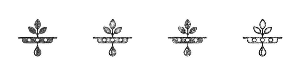 Sketch black and white hydroponics farming company logo design set © David Zydd