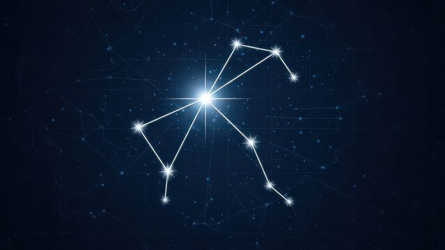 Glowing constellation pattern, starry night sky, astronomy background, celestial map