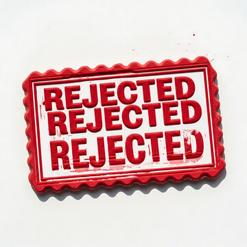 Rejected stamp marking denial and failure