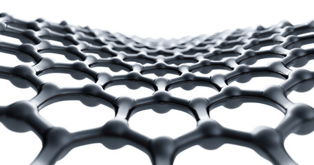 Fototapeta premium Ultra HD Closeup of a graphene sheet, a single layer of carbon atoms arranged in a hexagonal honeycomb lattice structure, isolated on transparent background image