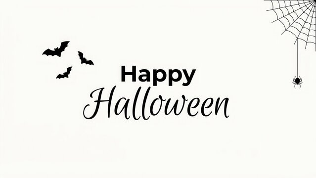 Happy halloween typography with bats and spiderweb graphic