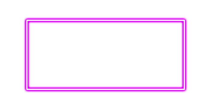 Neon pink rectangle frame, glowing magenta light border on white background, vibrant electric led line box for digital marketing and social media