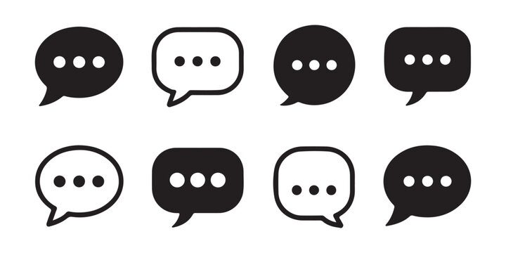 Black speech bubble icons with three dots for typing or message pending notification status.