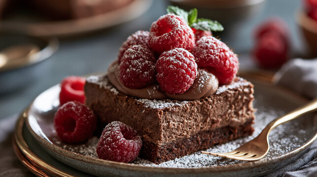 chocolate cake with raspberries