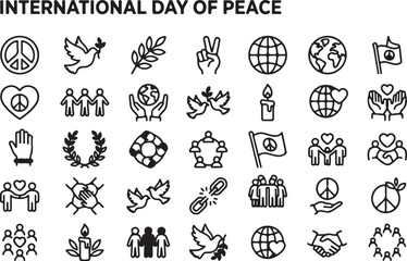 Obraz premium International day of peace icons and symbols for unity and harmony