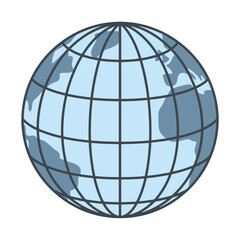 Obraz premium A simple illustration of a blue globe with grid lines