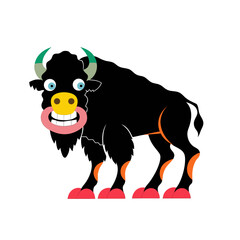 Fototapeta premium Funny USA Wildlife Animal American Bison Cartoon Vector Collection.