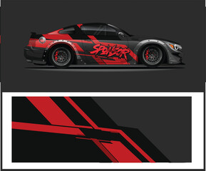 Naklejka premium Dynamic Sports Car Wrap Design with Bold Red Accents