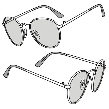 Pair of round frame sunglasses with metal temples and nose pads sunglasses accessory