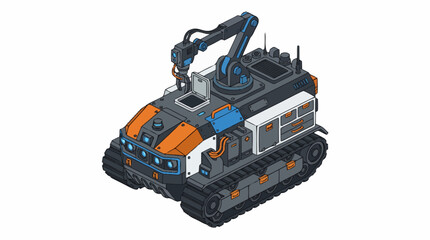Industrial robotic machine with tracks. © karina
