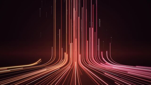 Warm red and orange light streams rising perspective motion background