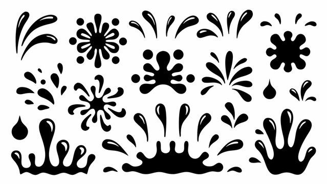 Black liquid motion silhouettes arranged in a collection a vector illustration on a white background abstract shapes black and white blob