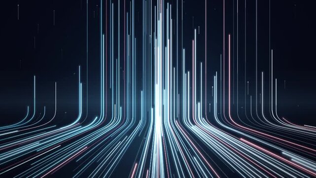 Blue and cyan light streams rising perspective motion background