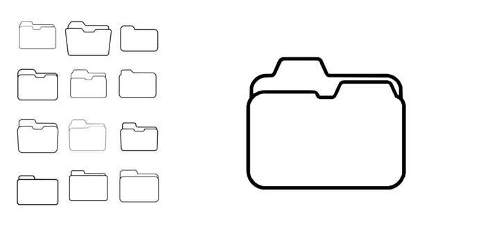File Folder Open Pixel Perfect Icon Outline on White Background