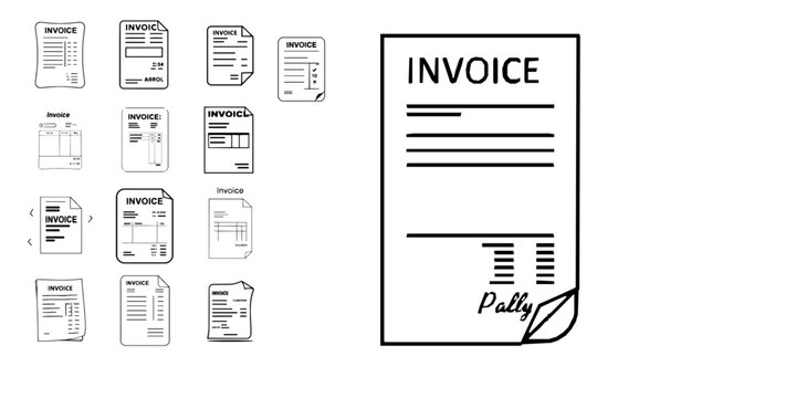 Invoice Document Rounded Corner Minimal Line Art Outline on White Background