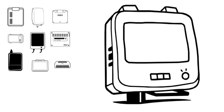 Modem Device Lowered Closed Flap Tech Network Icon Outline