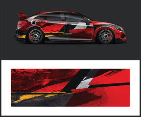 Fototapeta premium Dynamic Racing Car Wrap with Abstract Design