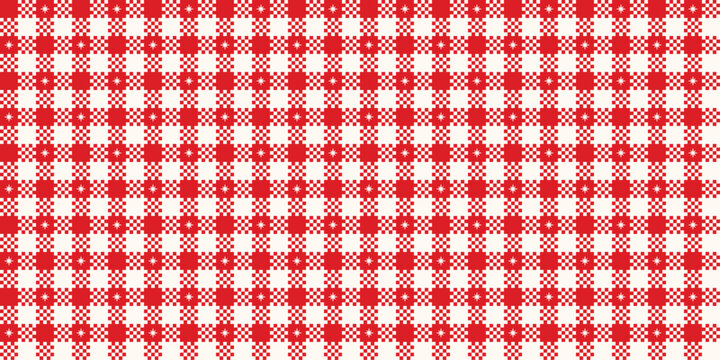Gingham seamless pattern. Red tartan plaid wallpaper. Retro tablecloth texture. Simple small checkered plaid tattersall pattern. Print for wrapping paper, fabric and textile. Vector illustration
