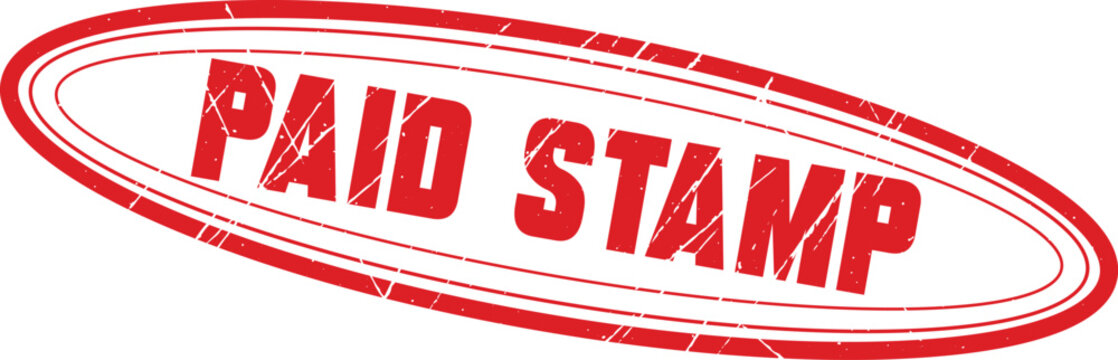 PAID STAMP: A clear red rubber stamp showing PAID STAMP for marking business paperwork and transaction records