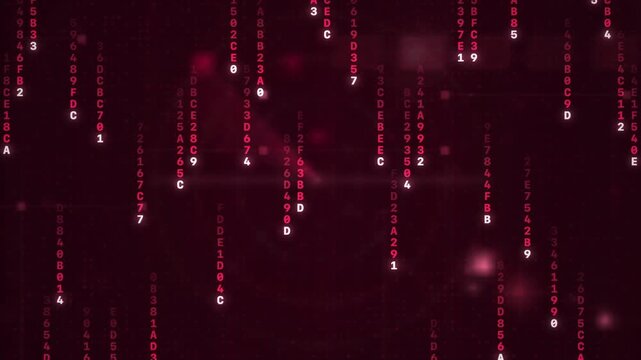 Red falling code hex data rain hacker technology motion background