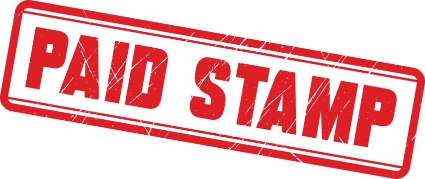 PAID STAMP: A professional red rubber stamp showing the text PAID STAMP for office financial document processing