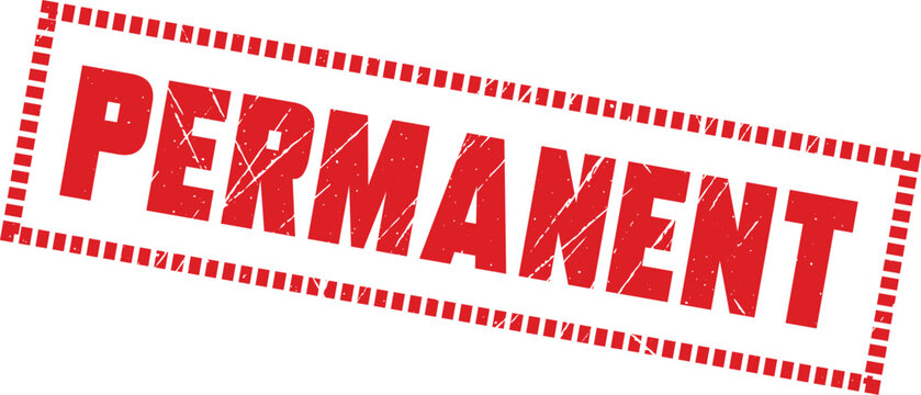 PERMANENT: Unique dashed border rubber stamp design featuring the word PERMANENT for professional and urgent documentation purposes.