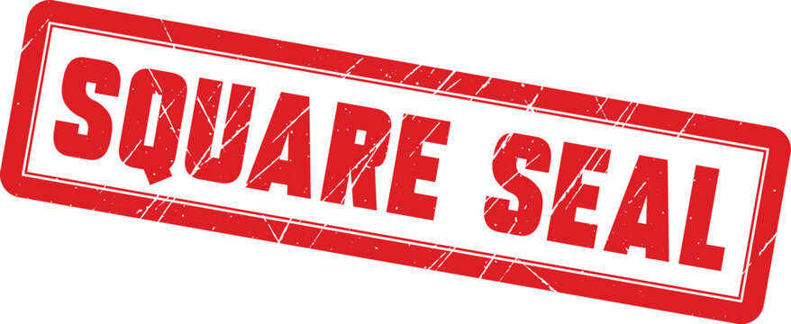 SQUARE SEAL: A clean and simple red rectangular rubber stamp featuring the bold text square seal for records.