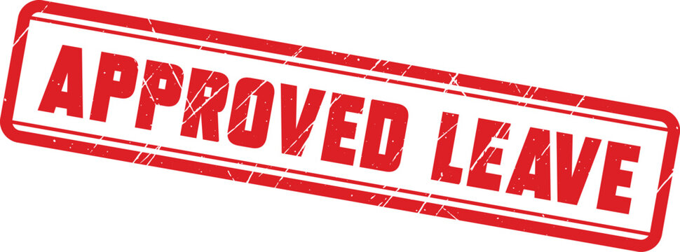 APPROVED LEAVE: Simple clean rectangular rubber stamp showing the text approved leave for efficient office document processing.