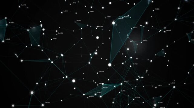 Blue and white digital network plexus technology motion background