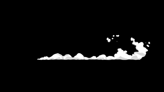 Animated white smoke trails erupting from ground in dynamic motion sequence for digital video effects