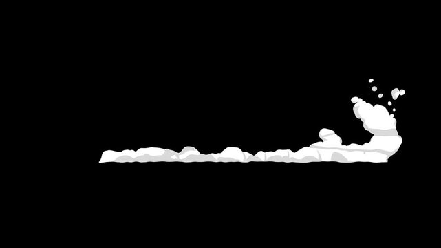 Stylized white smoke trail animation effects flowing across a dark screen for dynamic motion video footage