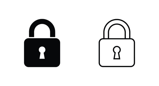 Two Padlock Silhouettes One Filled And One Outlined Representing Security And Access Control Silhouette padlocks lock locks protection