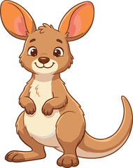Cute Cartoon Baby Kangaroo Joey Character Standing Vector Illustration Isolated on White Background for Kids Australian Wildlife Prints and Kindergarten Mascot Graphic Designs © Sohel