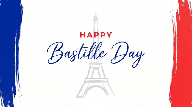 Happy bastille day celebration with eiffel tower design