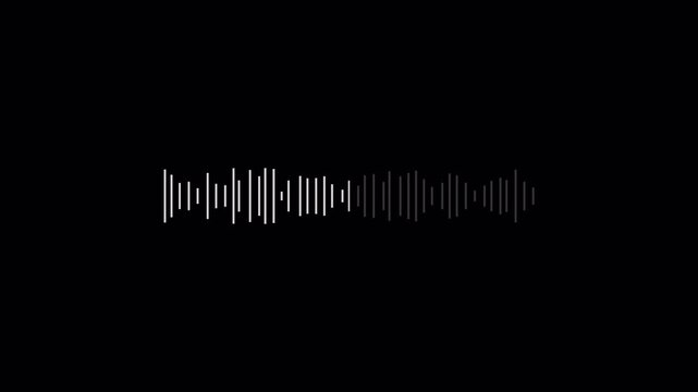 Audio voice message animation on transparent background, 10 second audio voice message  Waveform Playback Interface. with alpha channel in 4k video