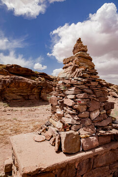 Stone Cairn in a Desert Landscape