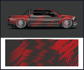 Naklejka premium Dynamic Red Graphic Truck Wrap Design
