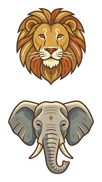 Close up portrait of a cartoon elephant face.