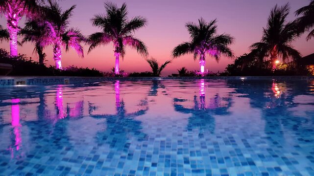 Clear Swimming Pool Water Surface Reflecting Blue Sky