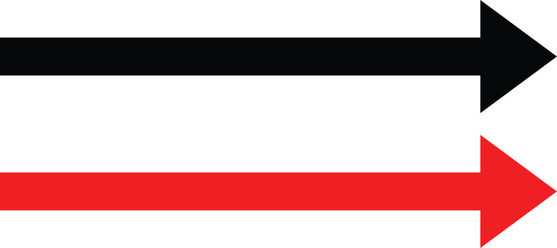 Arrow pointing towards vector illustration in black and red color styles