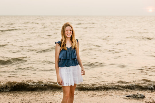 Girl by lakeshore 