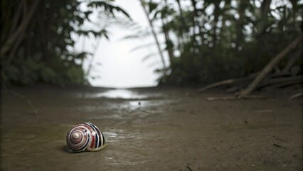 Close up of Cuban painted snail or called polymitas in the forest Alejandro de Humboldt National Park Baracoa Cuba.  © pinan